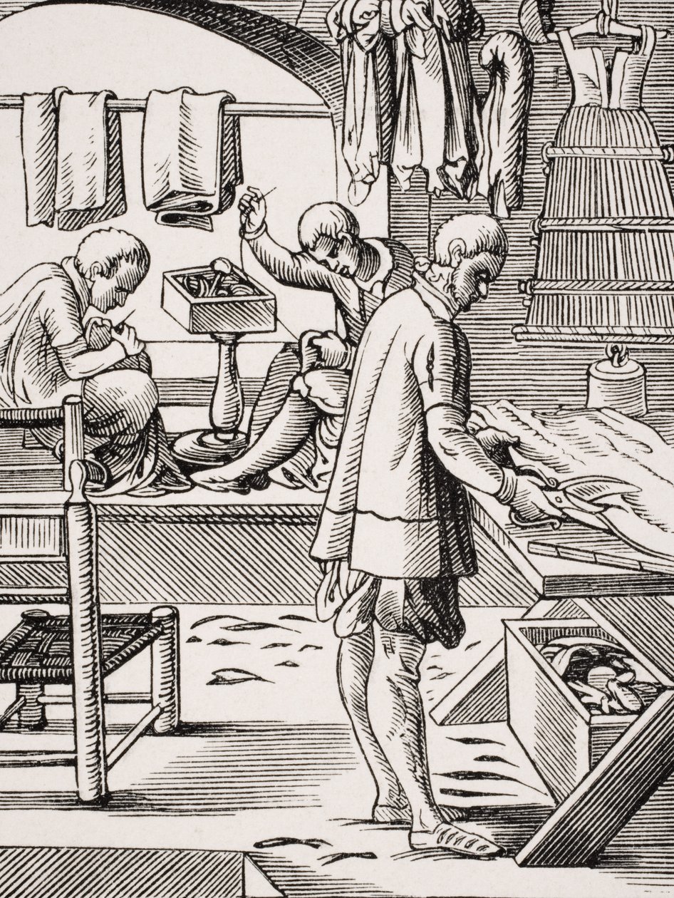 Skräddare, reproduktion av ett träsnitt av Jost Amman (1539-91) från 