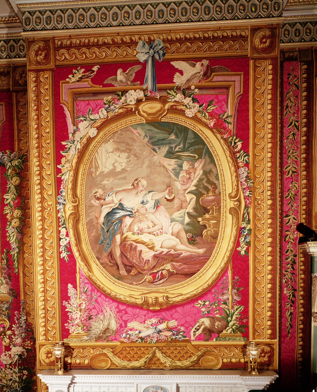 Gobelängpanel föreställande Amor och Psyke, Gobelins fabrik, 1775 (textil) av French School