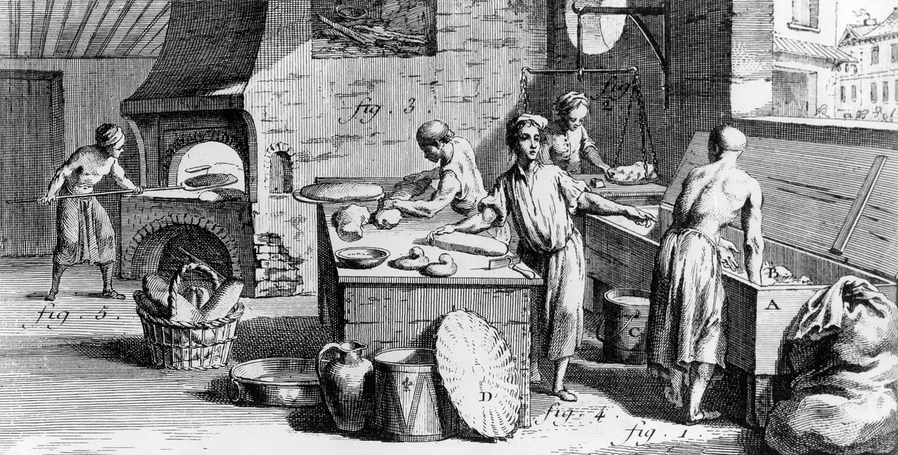 Bageriet, illustration från Diderots "Encyclopedia", 1770 av French School