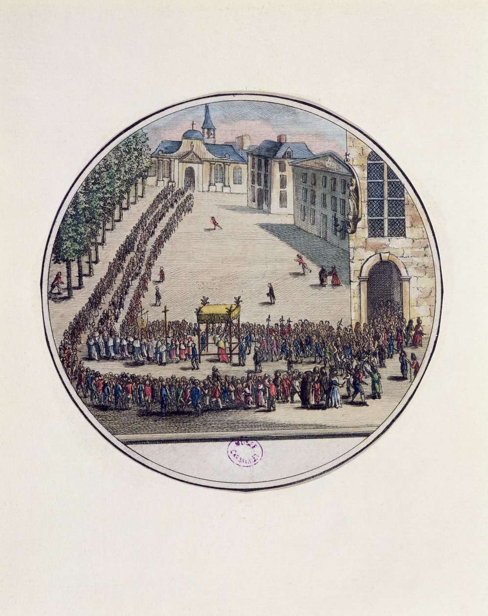 Det heliga sakramentet bärs i procession vid öppnandet av generalständerna i Versailles, 5 maj 1789 (färgstick) av French School