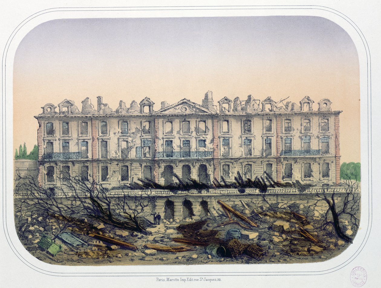 Chateau de Meudon bombarderet af preussiske tropper i 1870, ca. 1871, sverige av French School