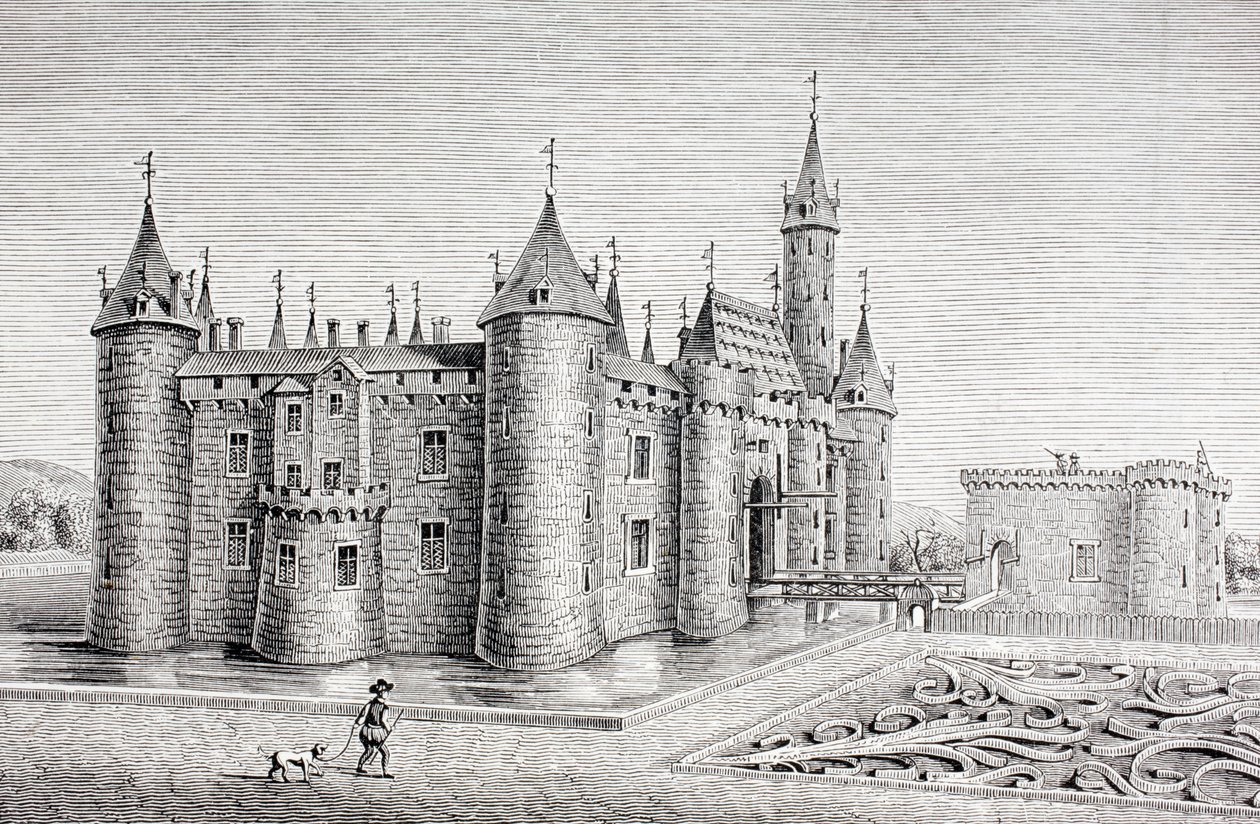 Slottet i Rambouillet, Frankrike, efter en gravyr från 1700-talet, från "Les Arts au Moyen Age", publicerad 1873. av French School