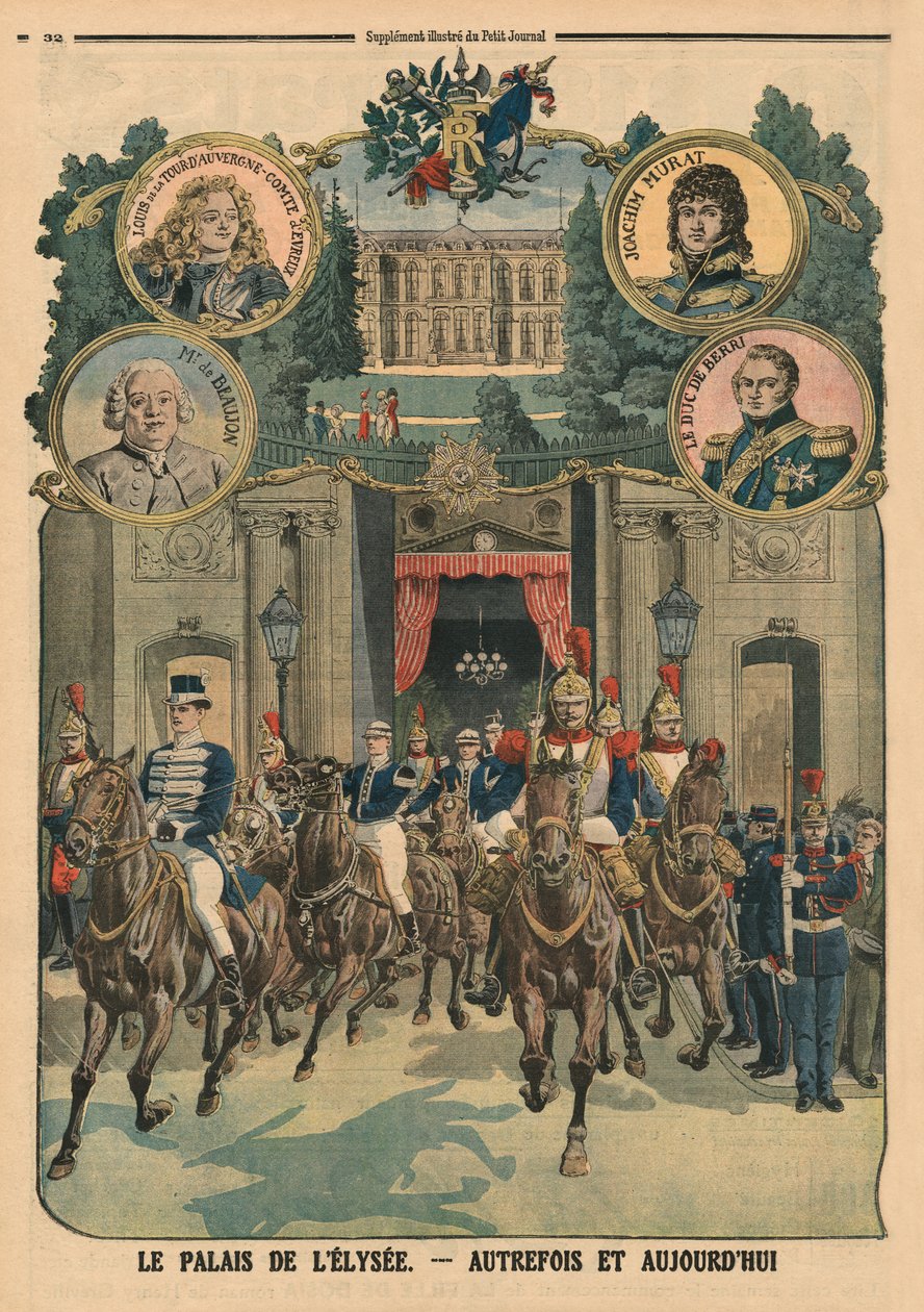 Elyséepalatset, förr och nu, illustration på baksidan av omslaget från "Le Petit Journal", 26 januari 1913. av French School