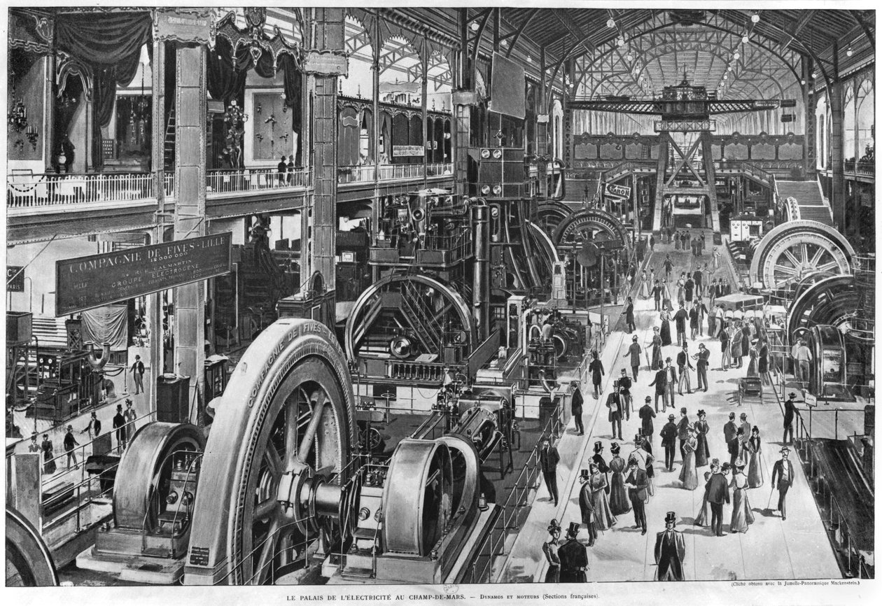 Det franska galleriet för elektriska maskiner på världsutställningen 1900 av French School
