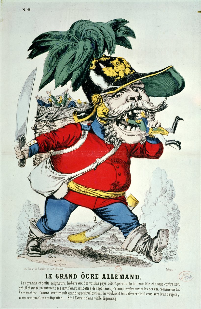 The Giant German Ogre, karikatyr av Otto von Bismarck (1815-98) av French School