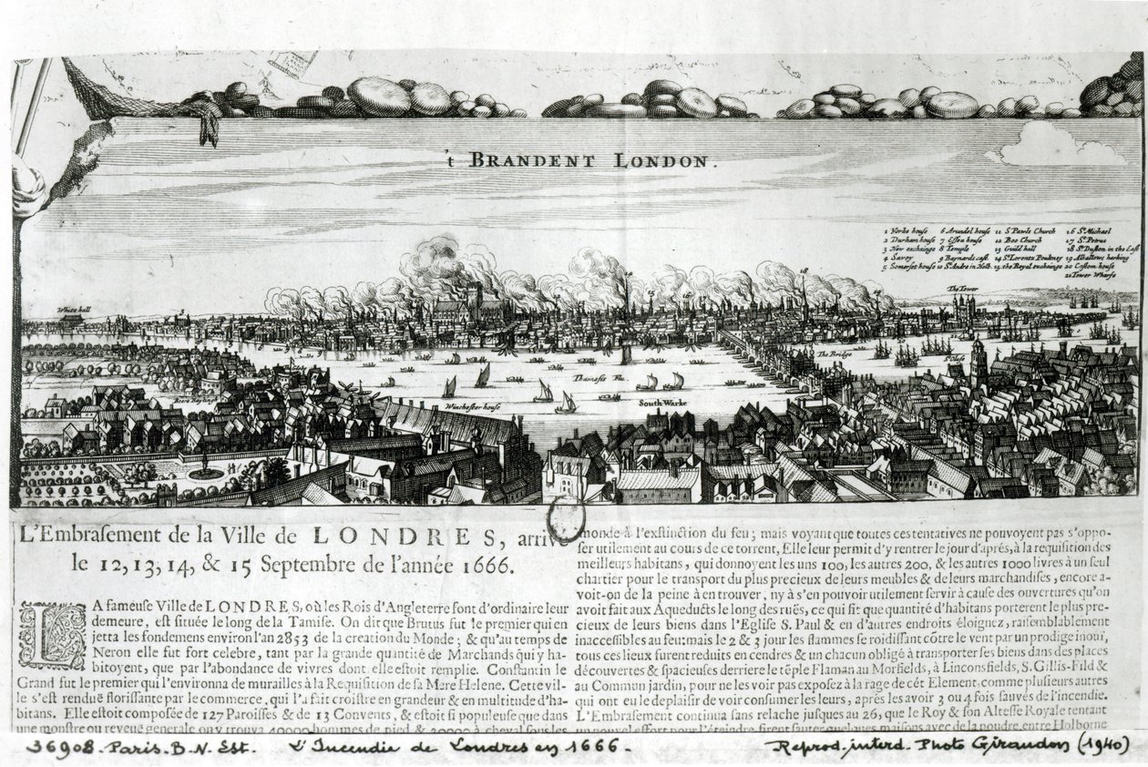 Den stora branden i London 1666 av French School