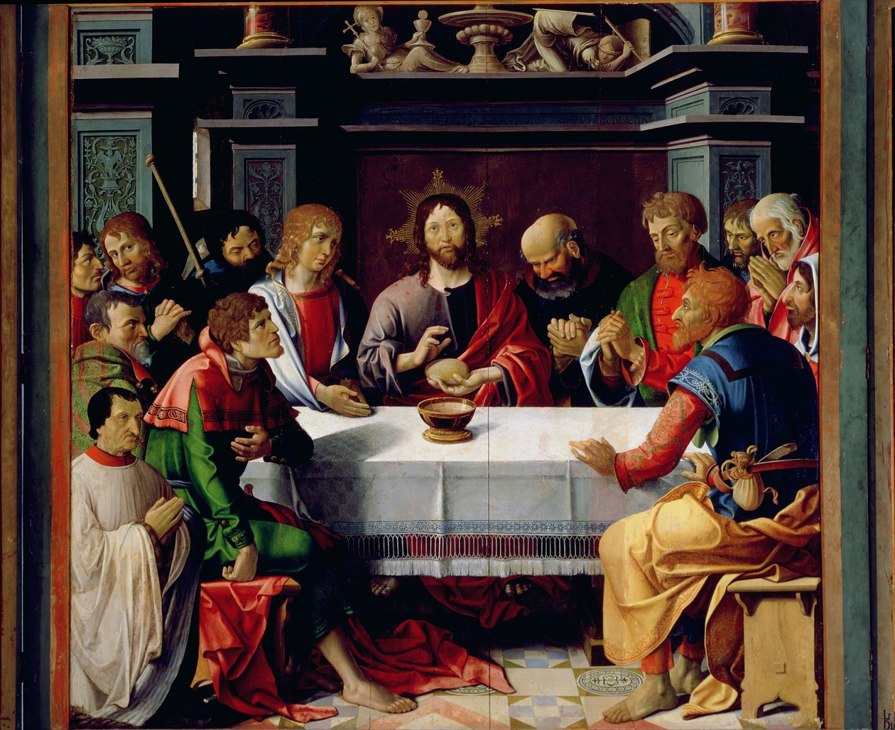 Nattvarden, centralpanel från nattvardstriptyken, 1515 av French School