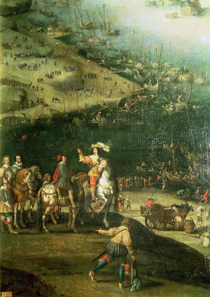 The Lifting of the Siege of the Ile de Re, 8 november 1627 (detalj) (se även 178976 och 182427) av French School
