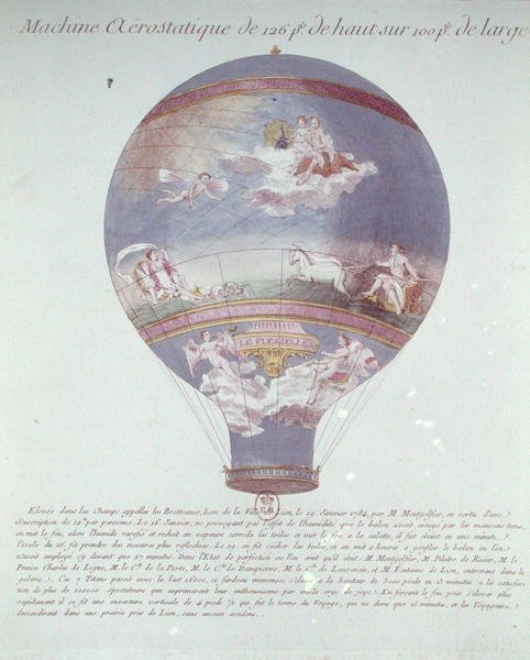 Montgolfier Brothers Balloon Experiment i Lyon, 19 januari 1784, ca 1784 av French School