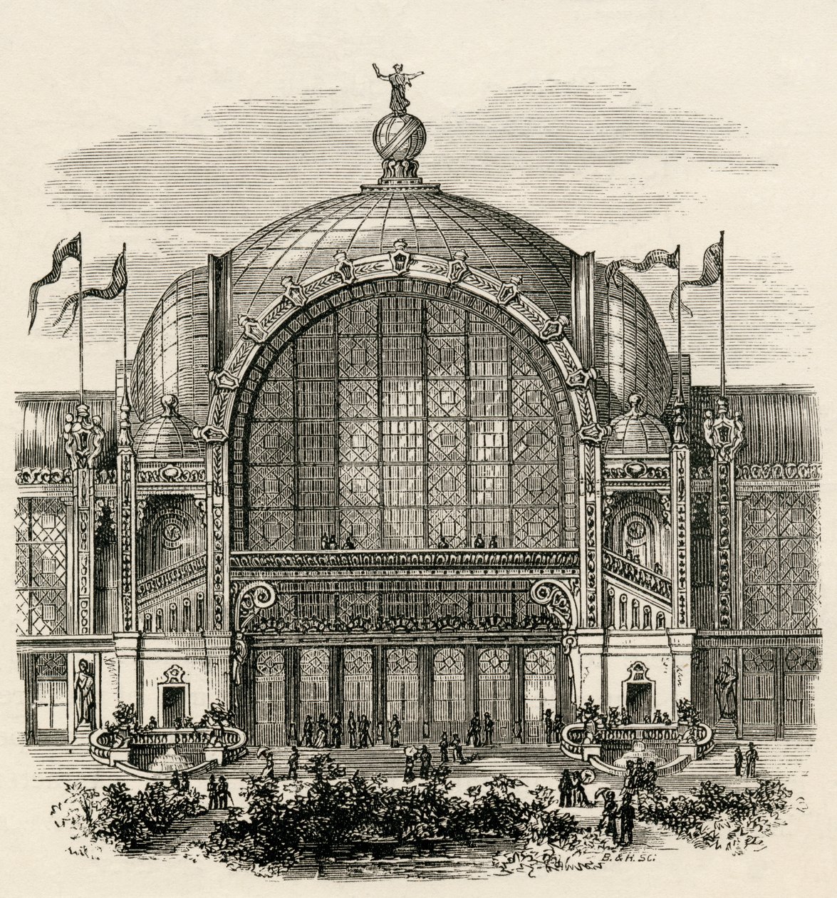 Parisutställningen, eller världsutställningen i Paris 1878, som hölls i Champ de Mars, Paris, från "French Pictures" av pastor Samuel G. Green, publicerad 1878 av French School