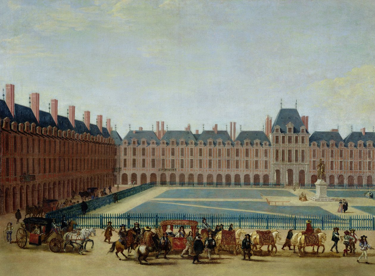 The Place Royale med den kongelige vogn, ca. 1655 swed av French School