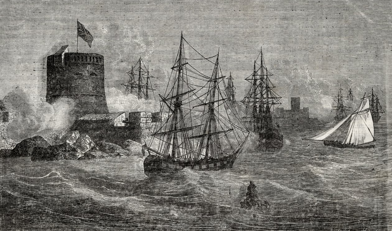 Hamnen i Toulon på 1700-talet av French School