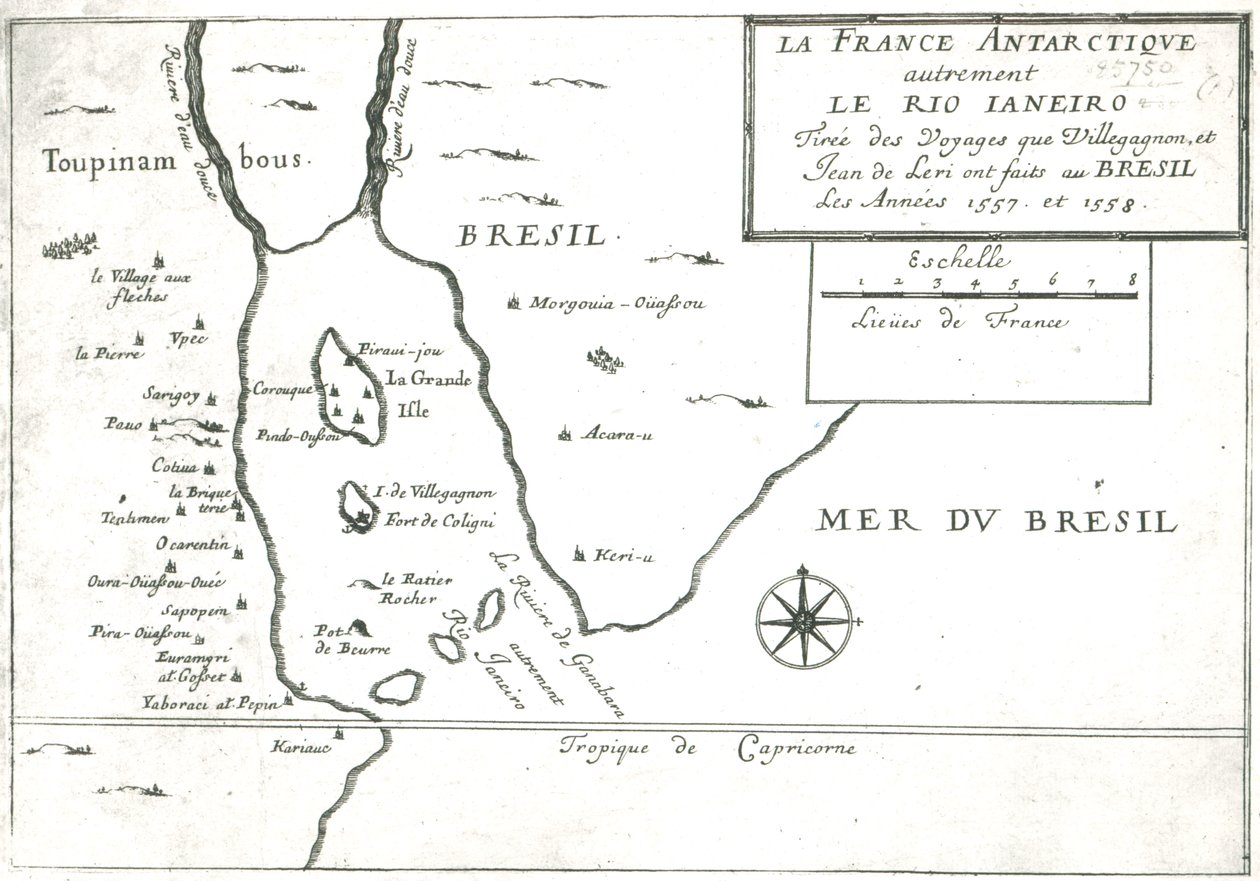 Rio Ianeiro, från Villegagnons och Jean le Leris resor i Brasilien 1557-1558 av French School