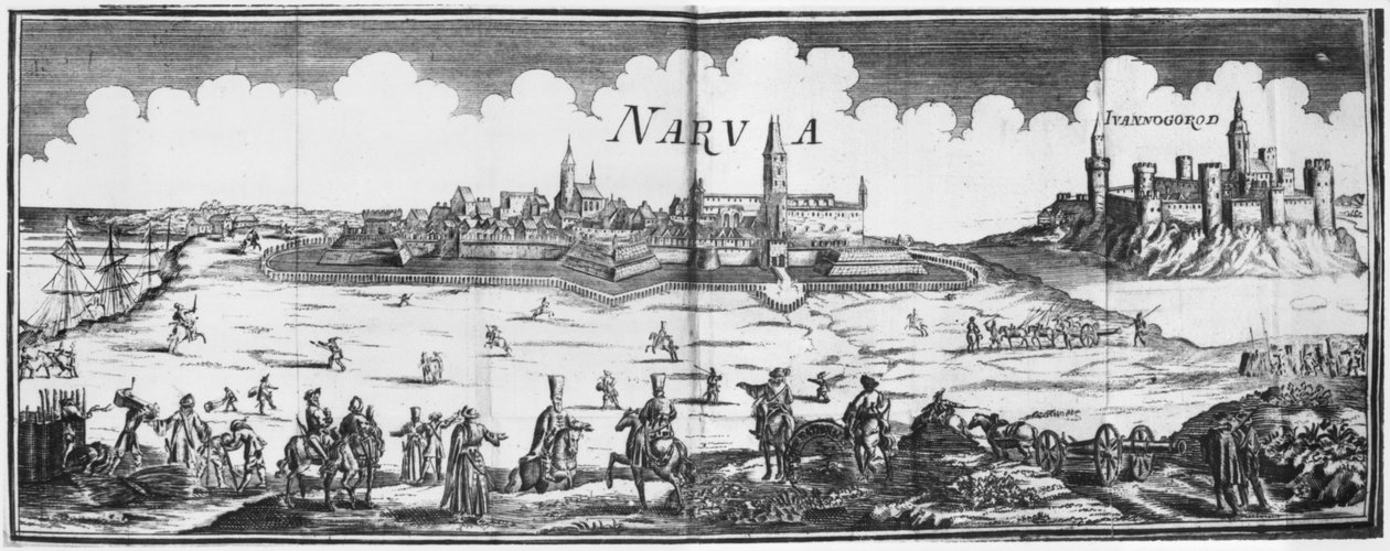 Den ryska armén som belägrade Narva år 1700 av French School