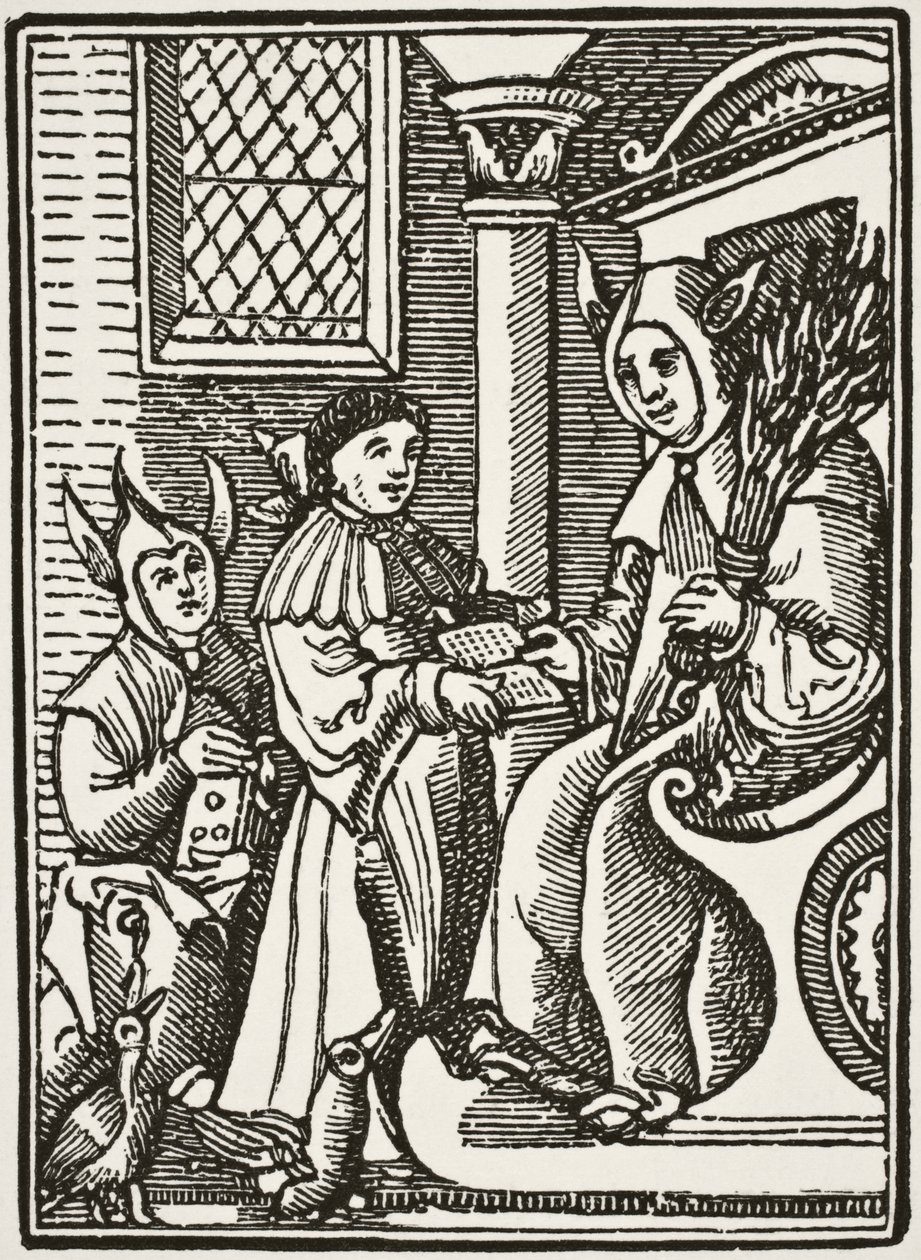 The Schoolmaster, från "Science and Literature in the Middle Ages" av Paul Lacroix (1806-84) publicerad London 1878 av French School