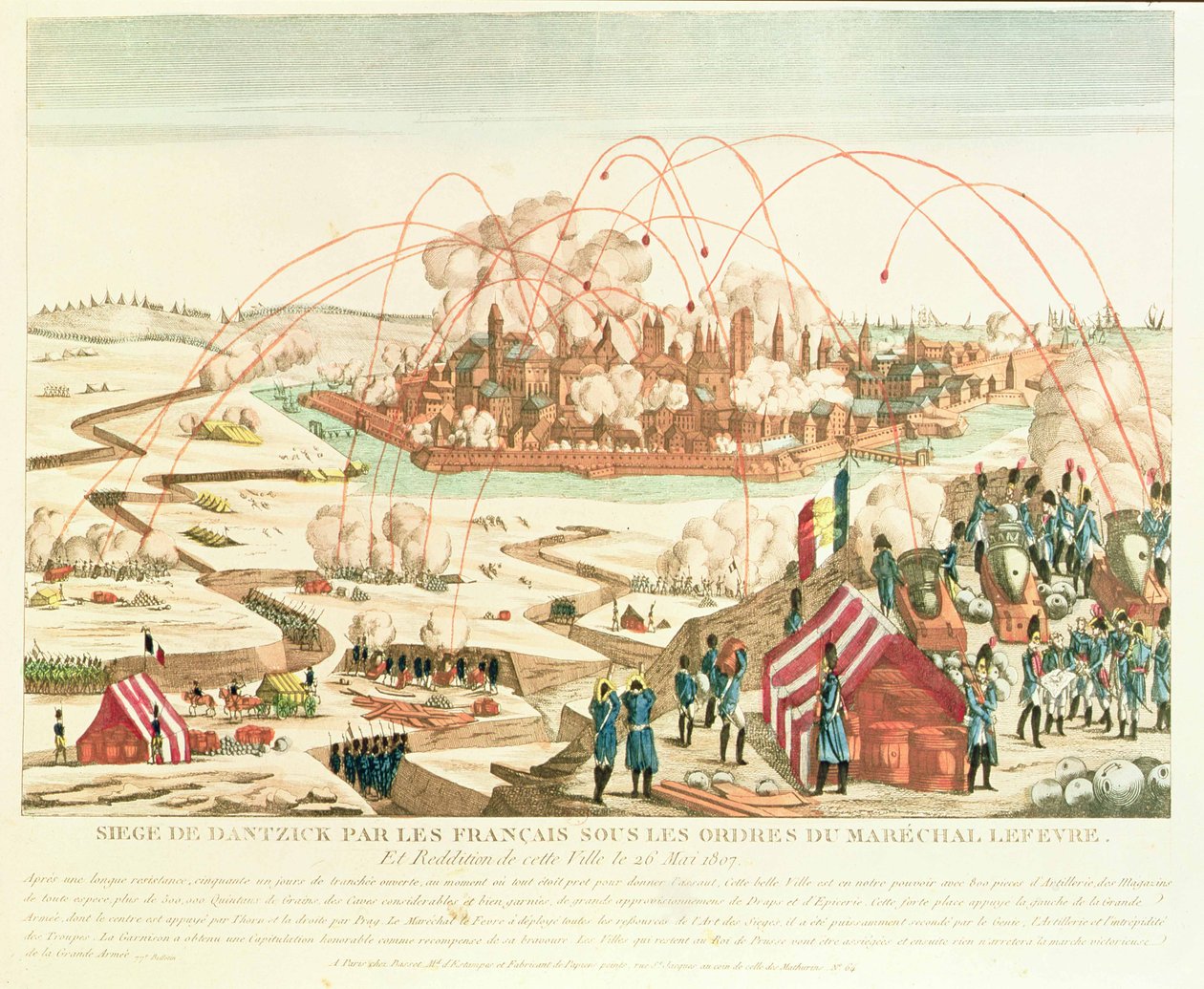 Belägringen av Danzig under befäl av marskalk Pierre Joseph Lefebvre (1755-1820) och överlämnandet av staden, 26 maj 1807 av French School