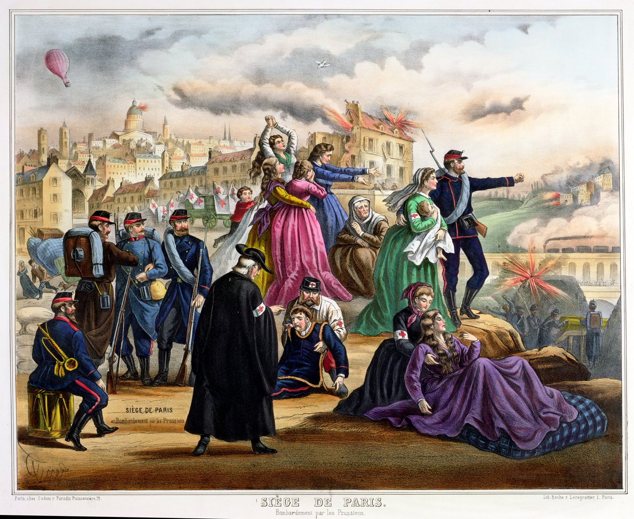 Belägringen av Paris. Preussarnas bombardement, 1870-71 av French School