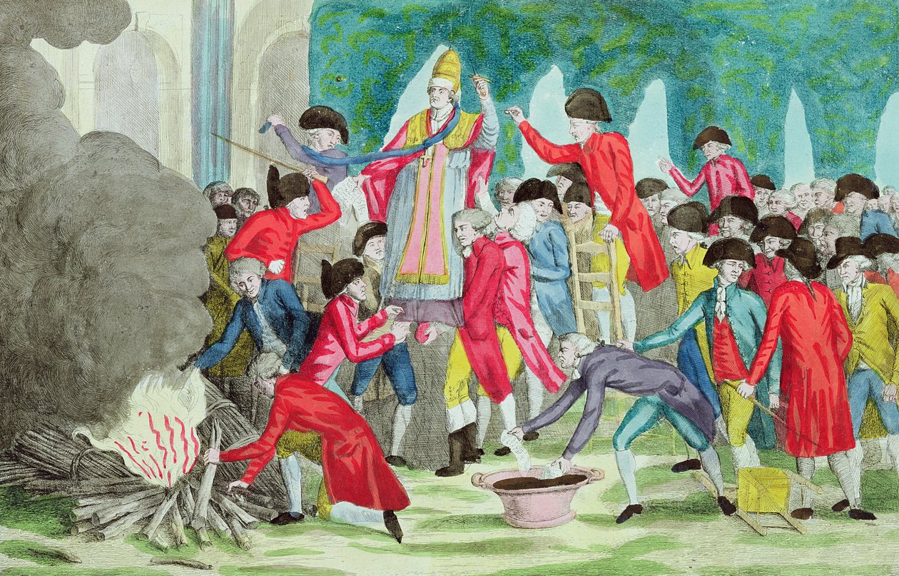 Brännandet av påven Pius VI:s bild i trädgården på Palais Royale, 6 april 1791 av French School