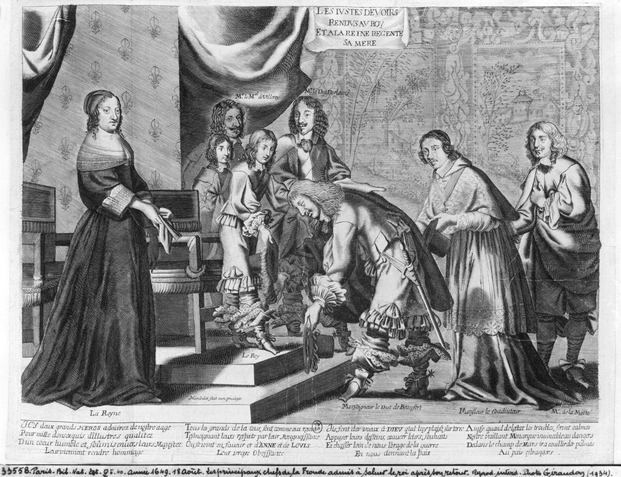 Hövdingarna för Fronde erkände att de hälsade kung Ludvig XIV (1638-1715) efter hans återkomst, den 18 augusti 1649 av French School