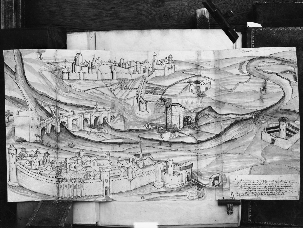 Staden och byn Carcassonne, 1462 av French School