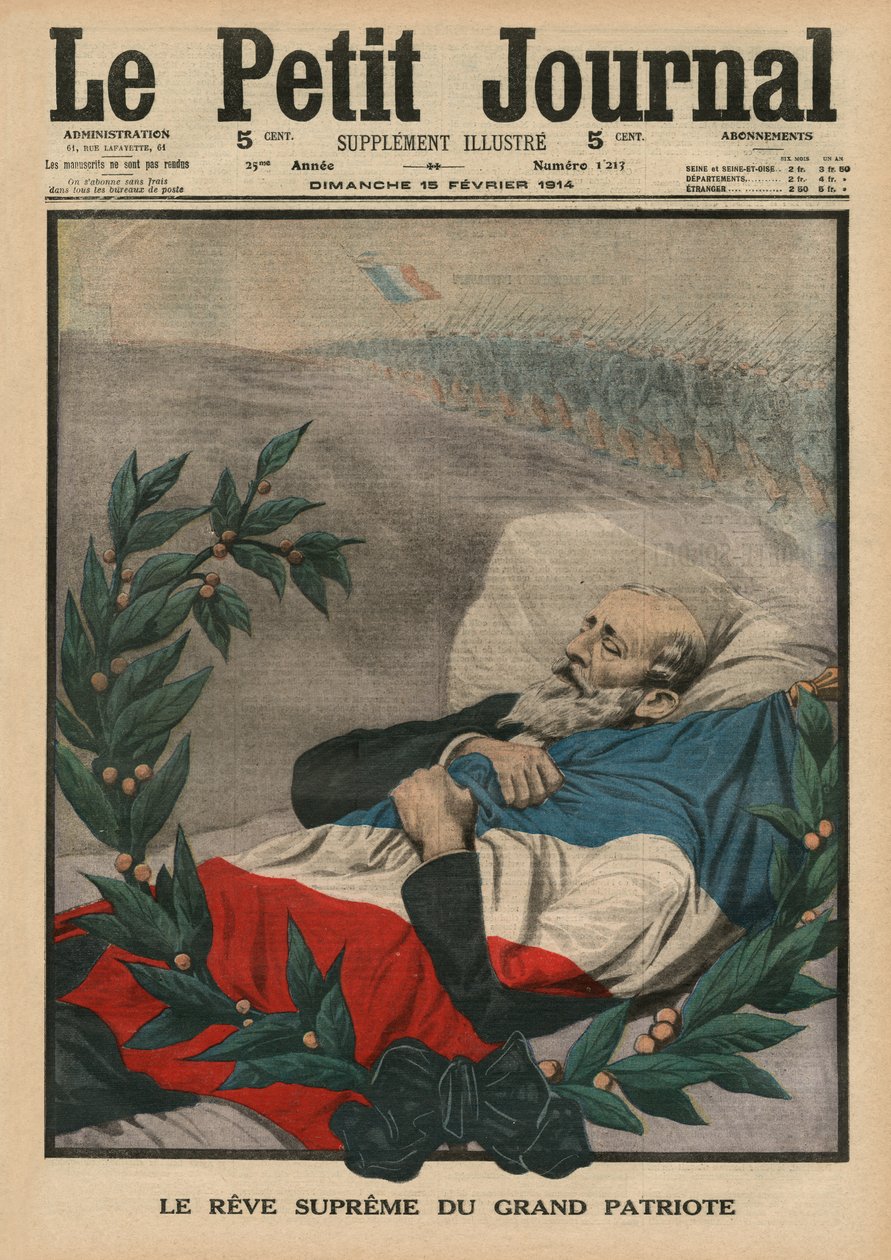 Den stora patriotens sista dröm, Paul Deroulede, framsidans illustration från 