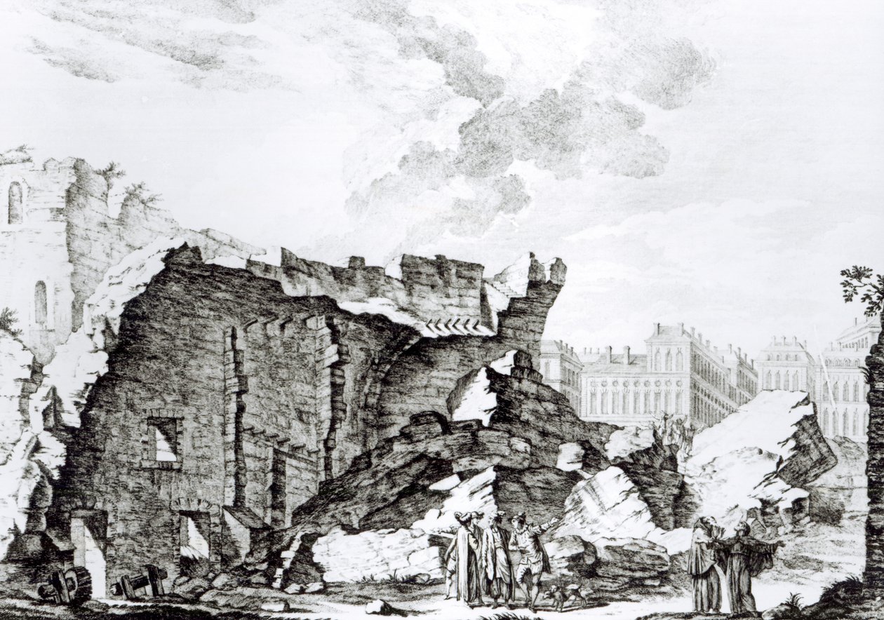 Tornet i San Roque, Lissabon efter jordbävningen 1755 av French School