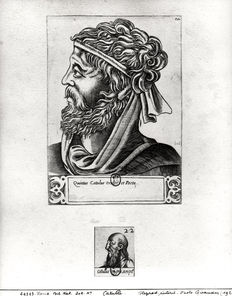 Två porträtt av Catullus (c.84-c.54 f.Kr.) av French School