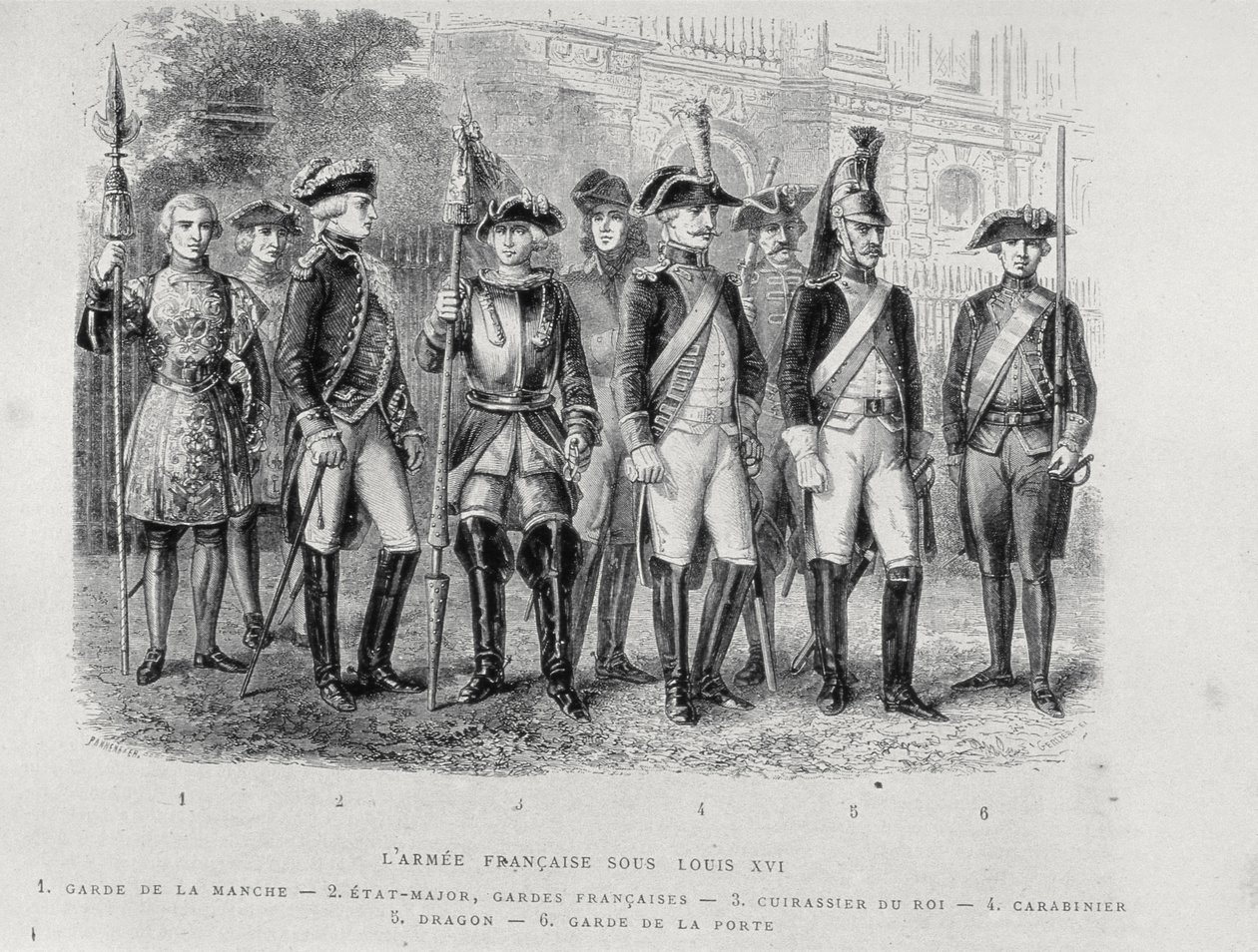 Uniformer av den franska armén av Ludvig XVI av French School