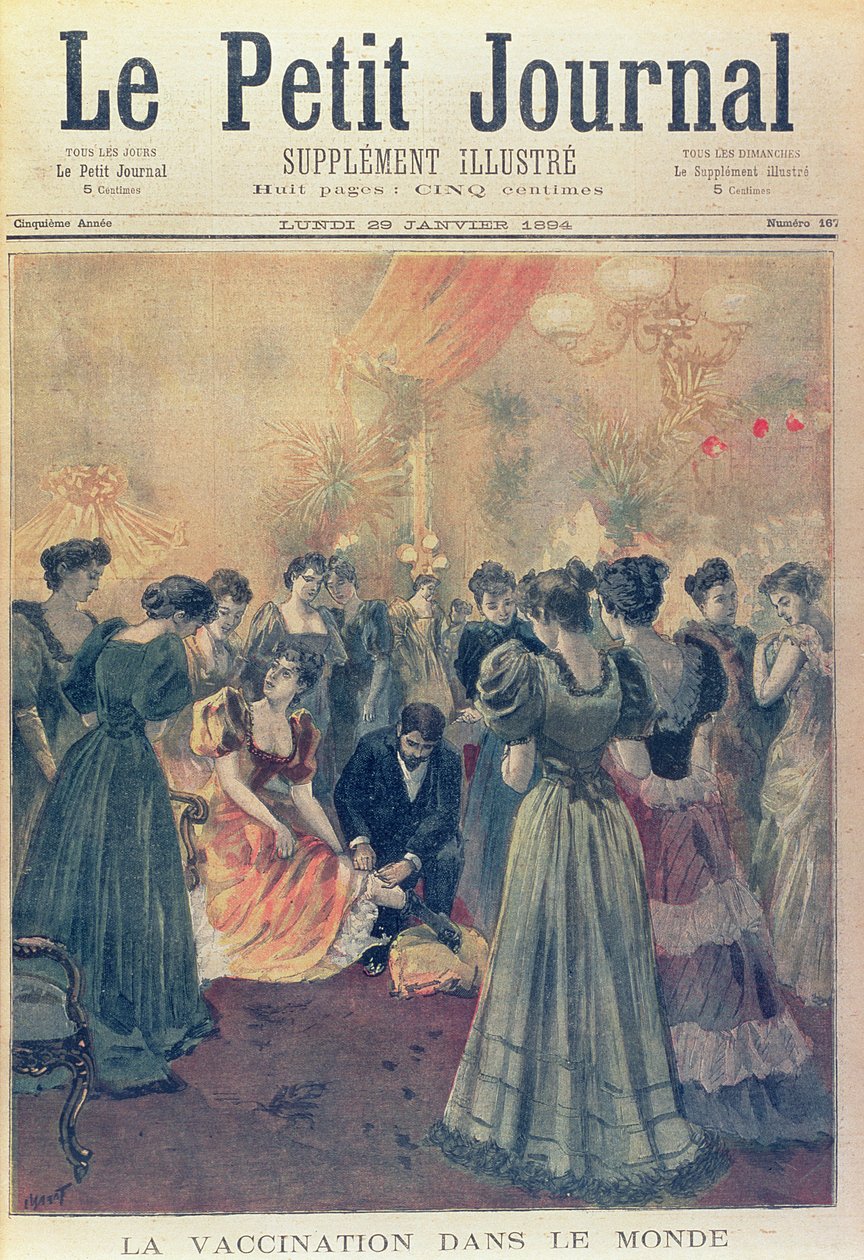 Vaccination vid en kvällsmottagning under en smittkoppsepidemi, från "Le Petit Journal", 29 januari 1894 av French School