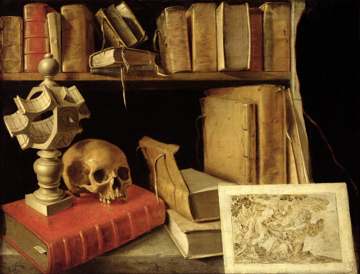 Vanitas med ett solur, c.1626-40 av French School