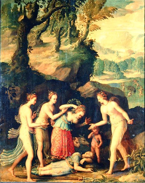 Venus gråter över Adonis död av French School