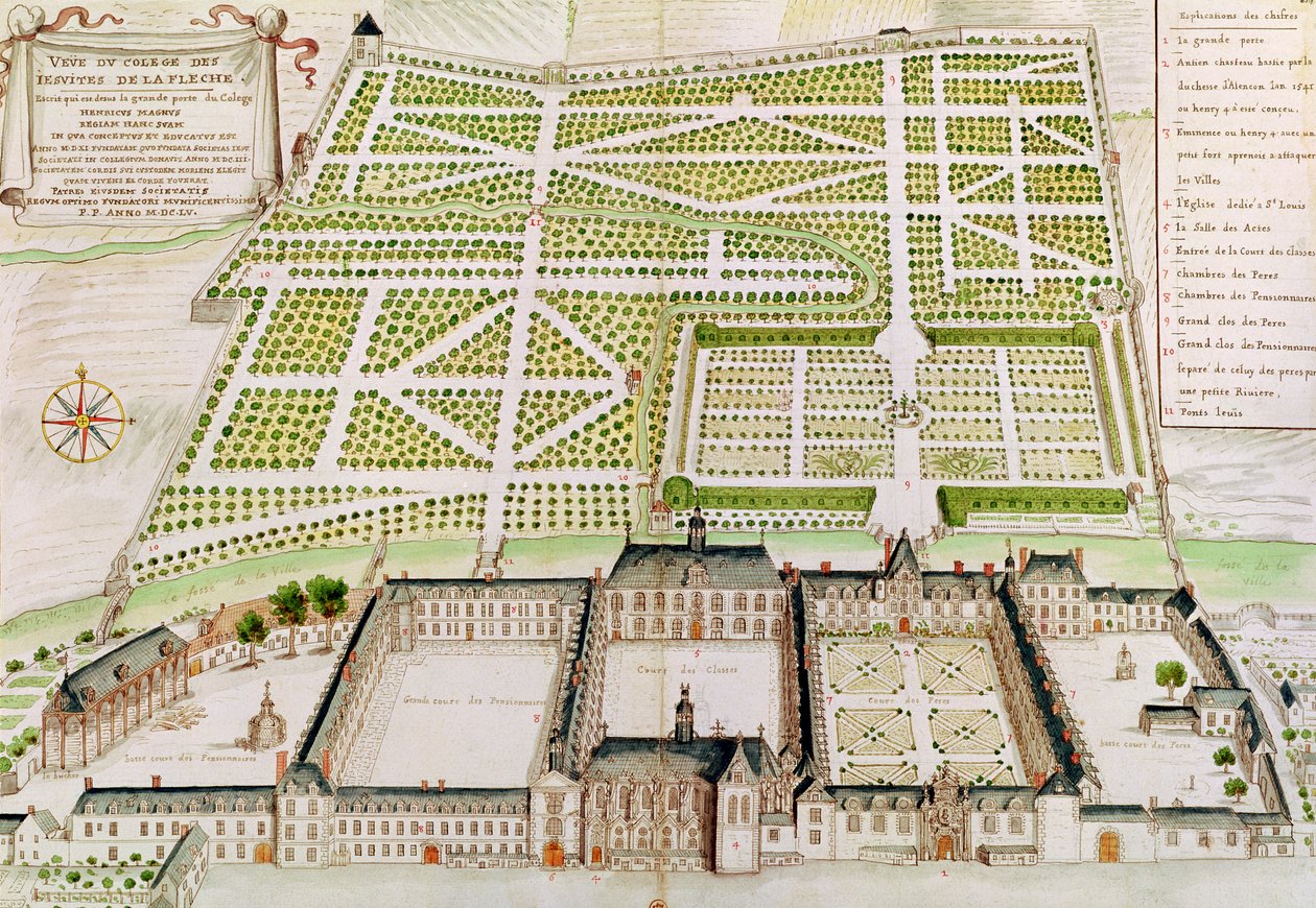 Utsikt över Jesuit College i La Fleche, 1655 av French School