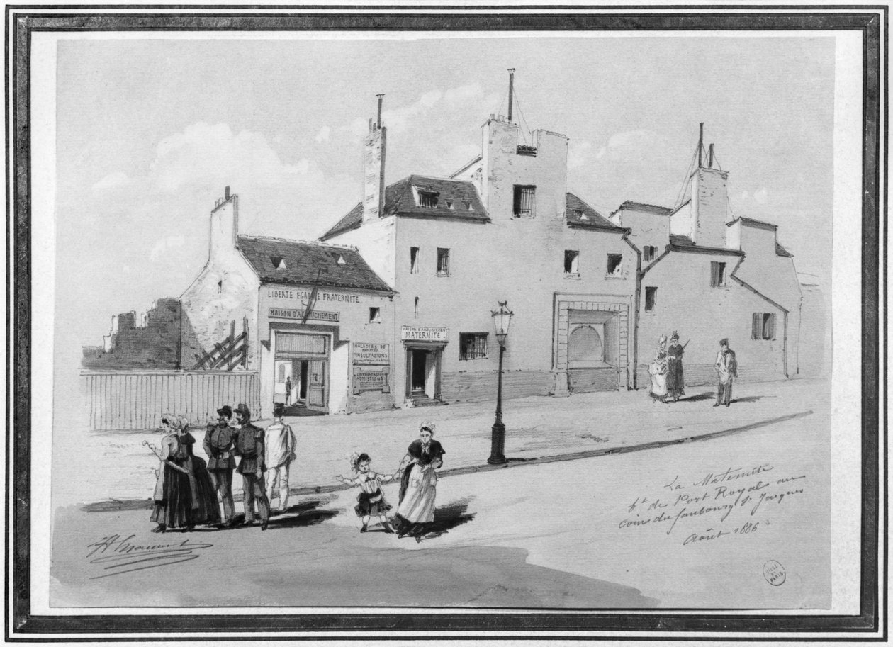 Utsikt över Maternite Port-Royal, augusti 1886 (penna och bläck och wc på papper) av French School