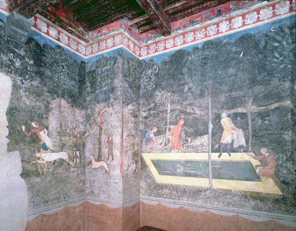 Utsikt över Stag Room, 1343 av French School
