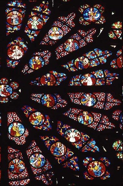 West Rose Window, detalj från the Death of the Blessed Virgin Mary, c.1270 (se även 220813) av French School