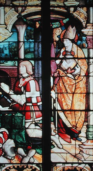 Fönster föreställande Philibert II (1480-1504) Duc de Savoie och St. Philibert, ca 1525-30 av French School