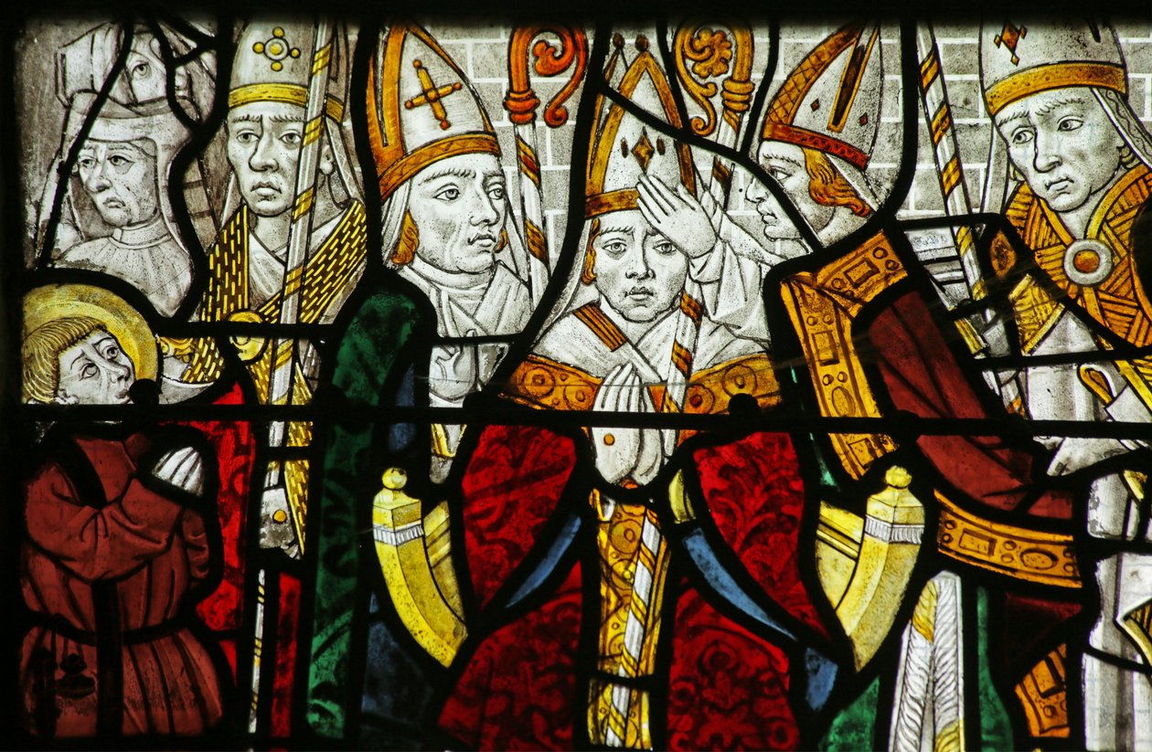 Fönster som föreställer en biskop, möjligen St Nicholas, detalj av 2921635 av French School