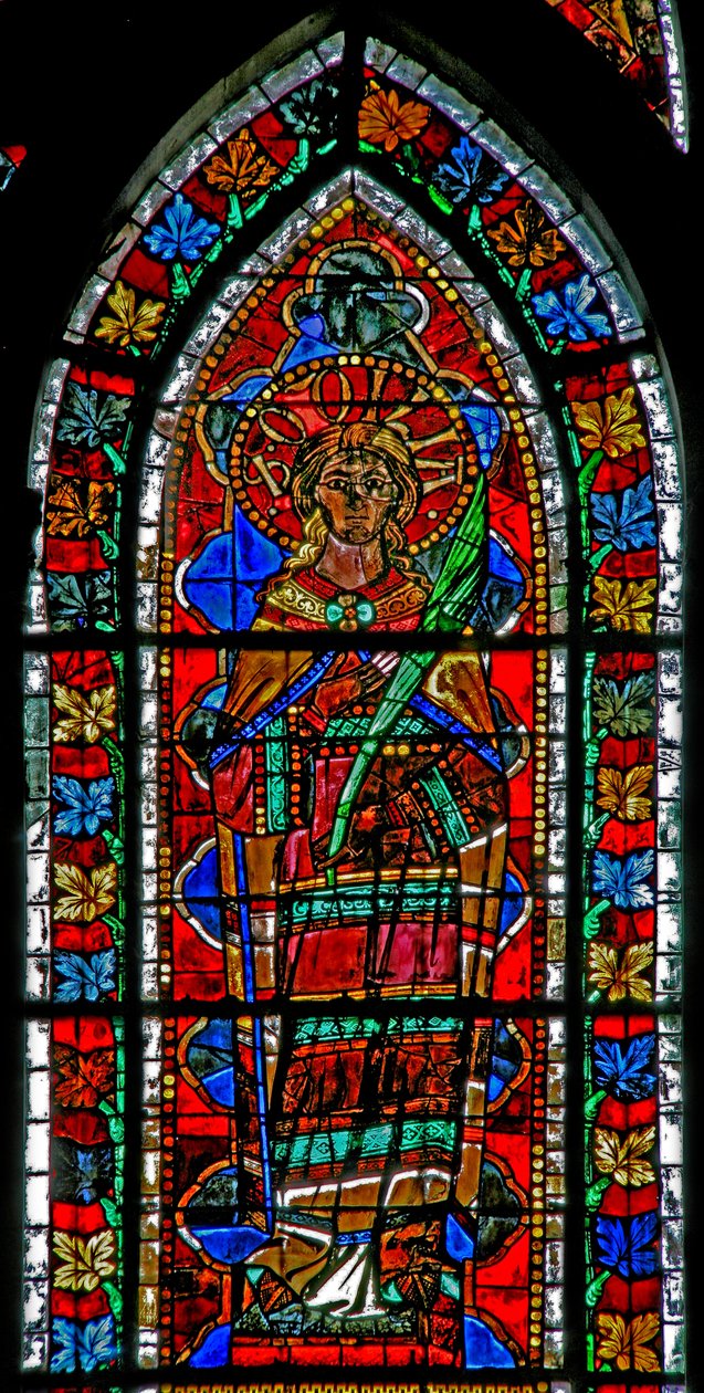 Fönster w202 som visar St Odile (målat glas) av French School