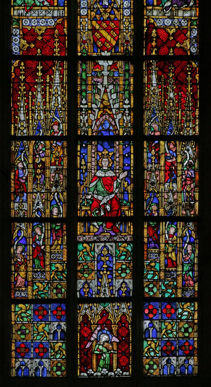 Dirisha linaloonyesha Sulemani akiwa ametawazwa, c. 1320, karne ya 15-20 (zaidi ya kisasa) swed av French School