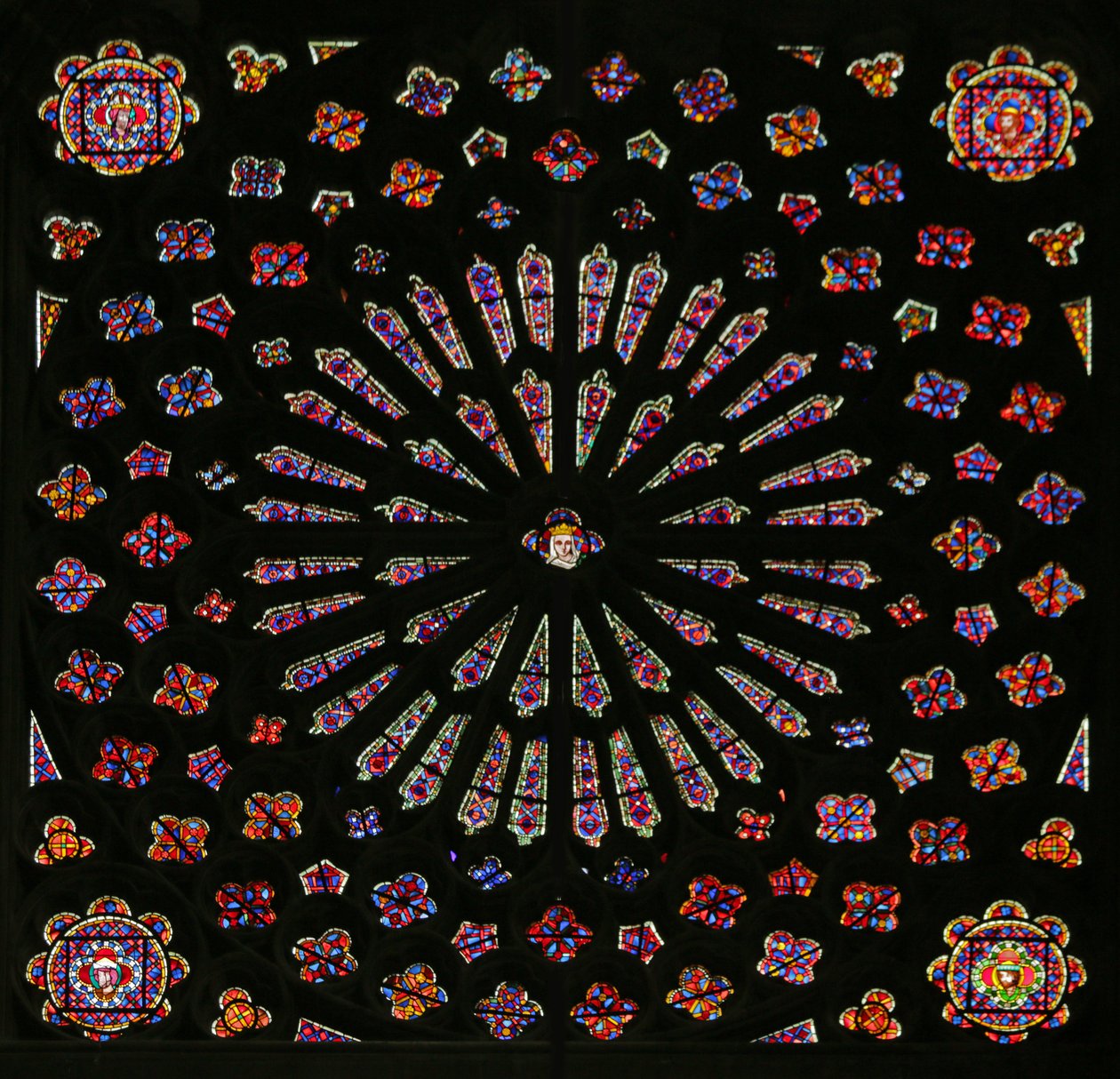 Fönster som visar North Rose Window av French School