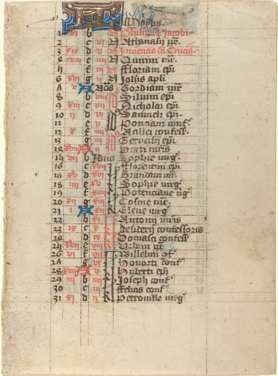 Sida från en timbok av French 15th Century