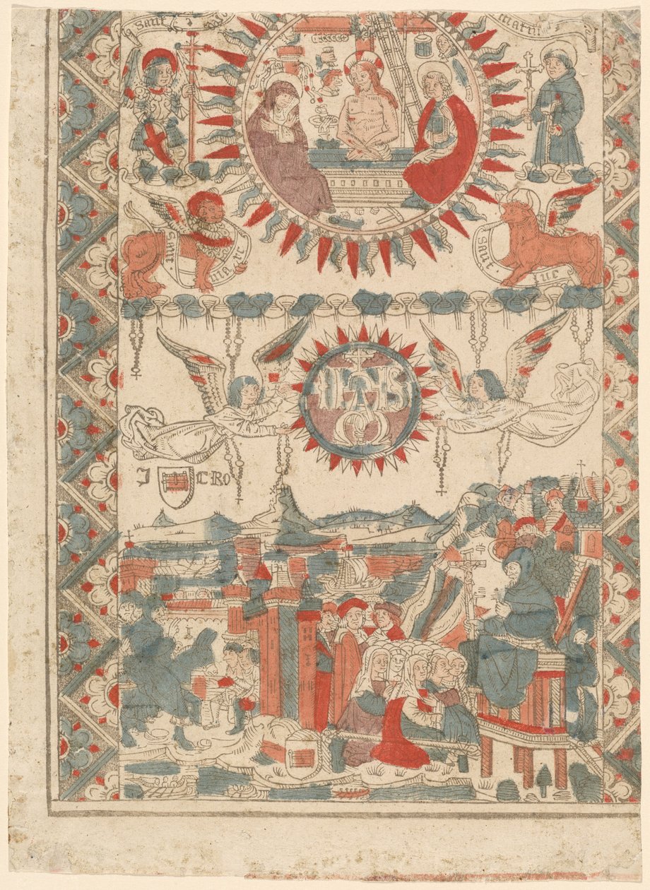 Saint Bonaventure anländer och predikar i Lyon av French 15th Century