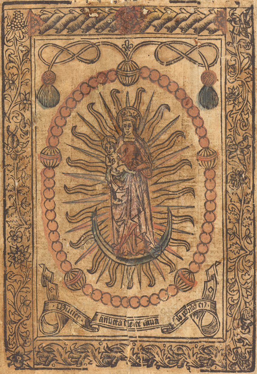 Madonnan och barnet i en radband av French 15th Century