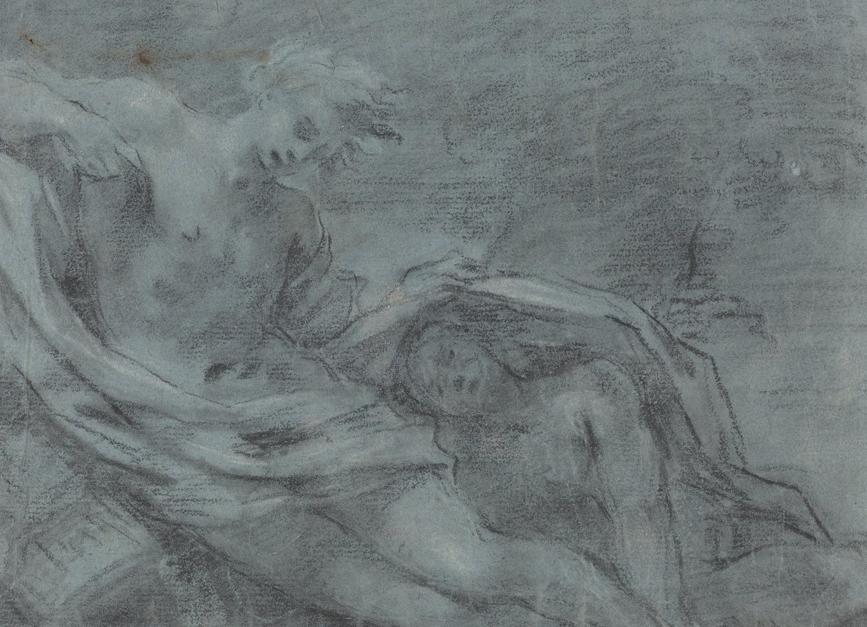 Två liggande figurer [verso] av French 17th Century