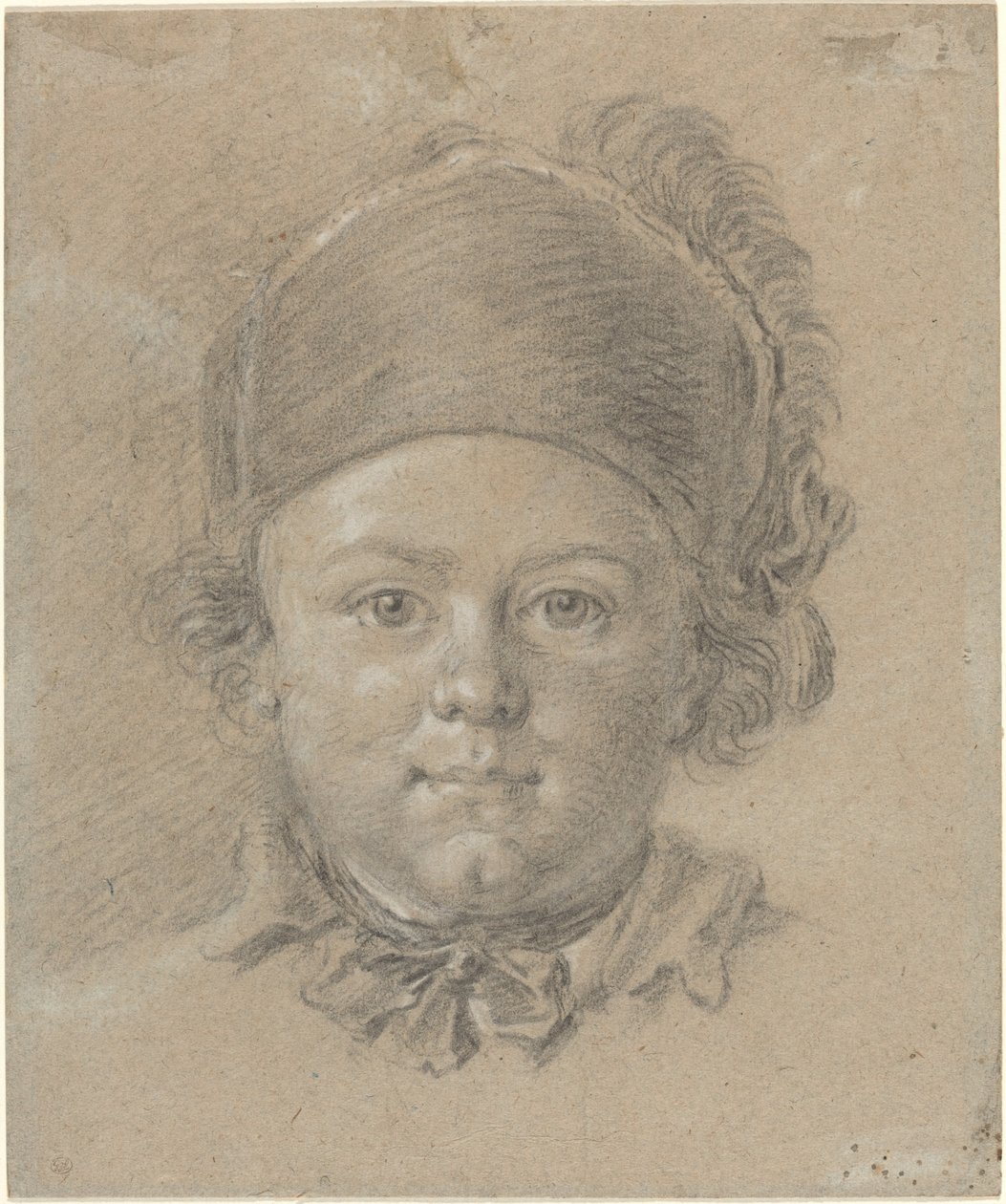 En pojke som bär en militärkeps av French 18th Century