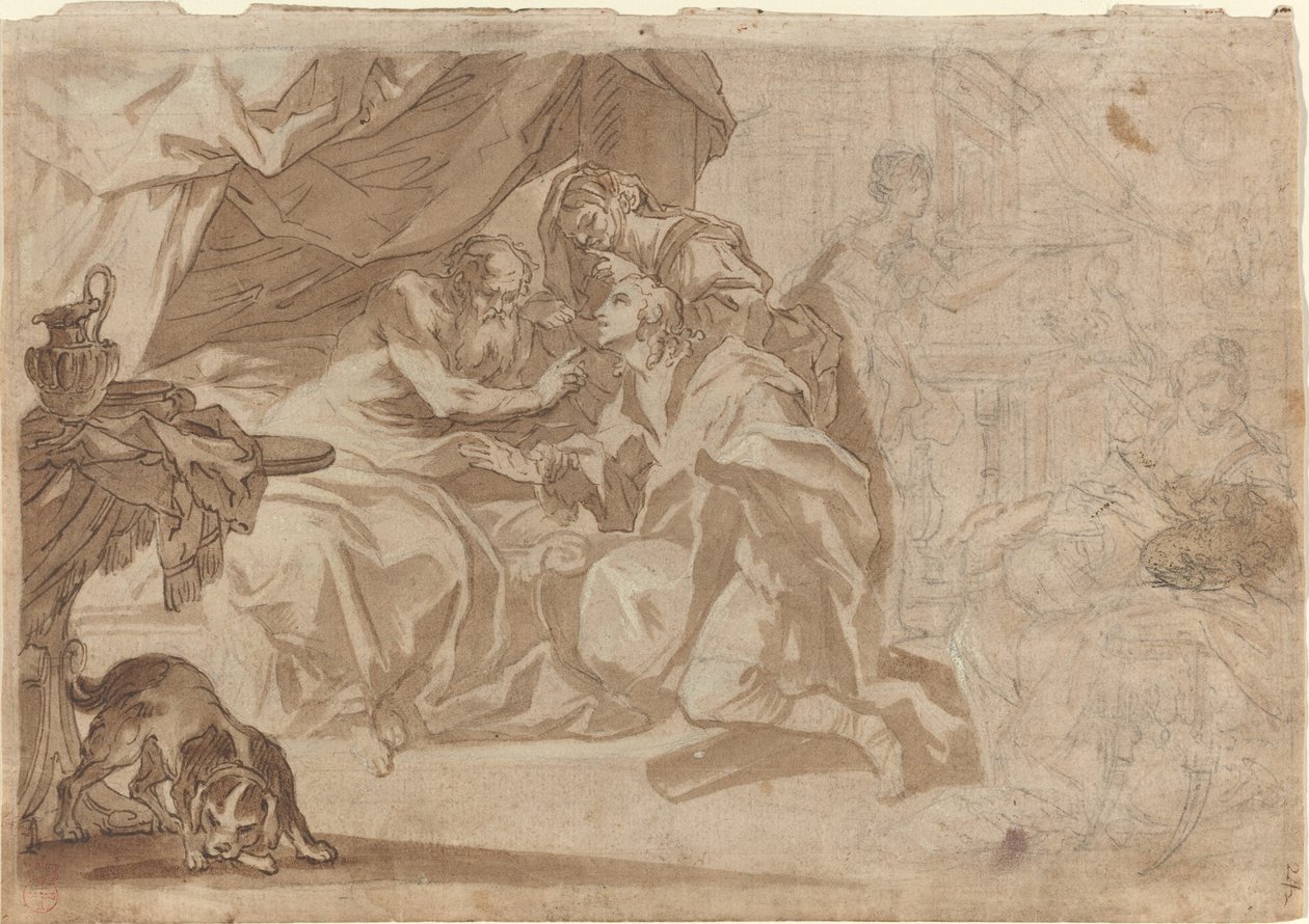 Jakob och Rebecca före Isak [recto] av French 18th Century