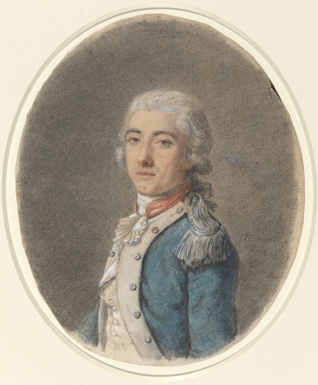 Porträtt av en man i militäruniform av French 18th Century