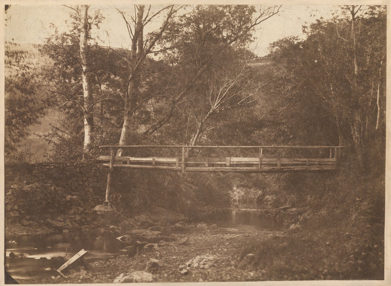 Landskap med träd och bro av French 19th Century