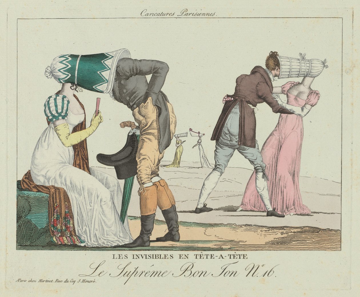 The Invisibles en-mot-en (Tete-a-Tete med Poke Bonnets) av French 19th Century