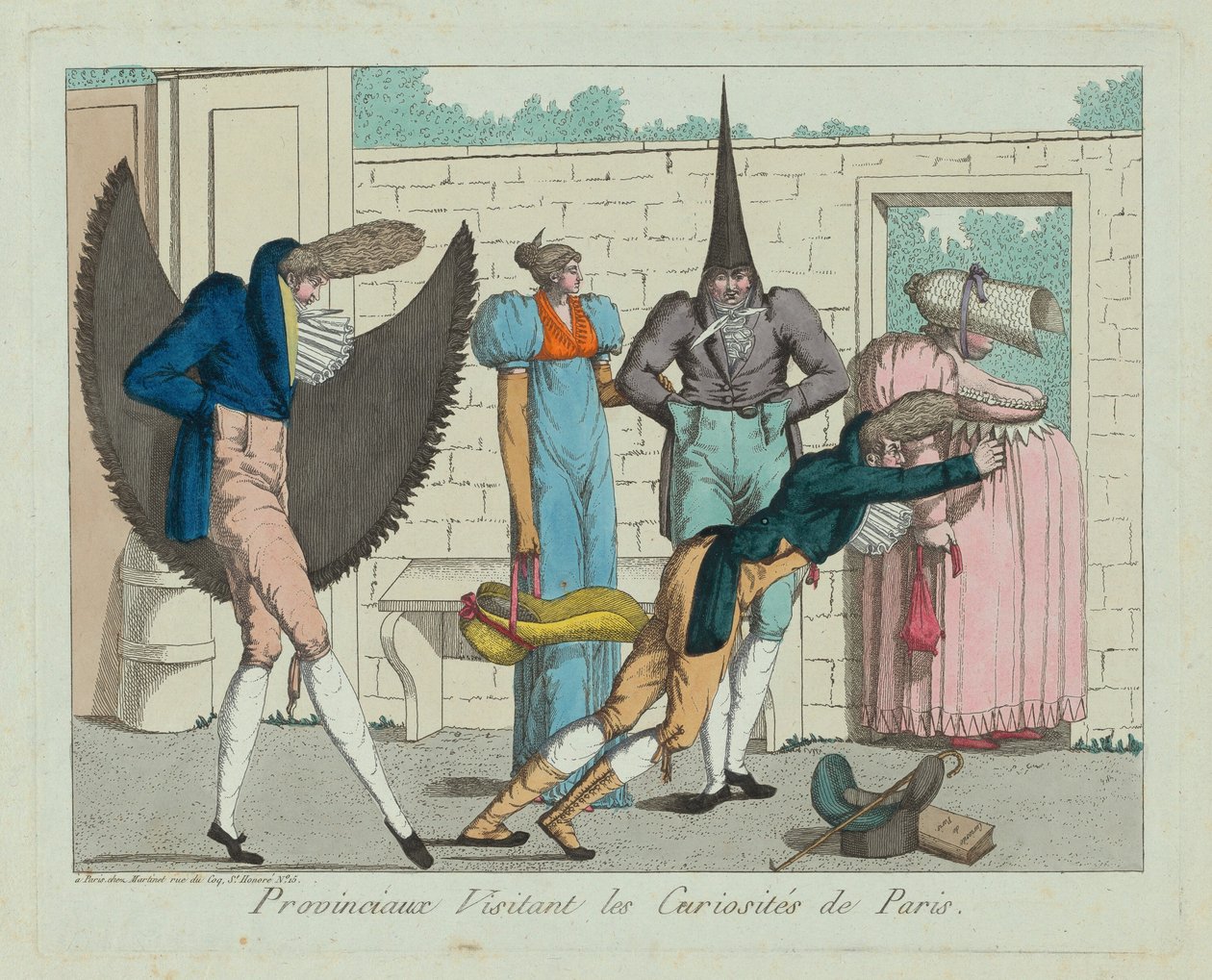 Provinsialer som besöker Paris kuriosa av French 19th Century